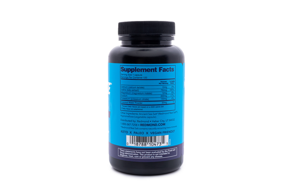 Re-Lyte Caps Support Plus bottle turned to supplement facts and barcode