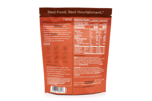 Redmond Roots Bone Broth 4 Packets / Variety Travel Pack